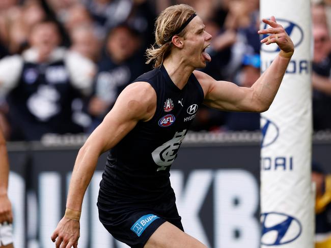 Carlton star Tom De Koning is increasing his value by the week. Picture: Michael Willson/AFL Photos via Getty Images