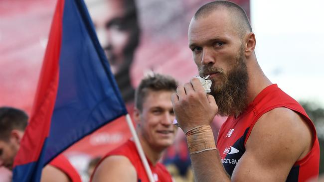 Max Gawn after his side’s win. Picture: AAP Images.