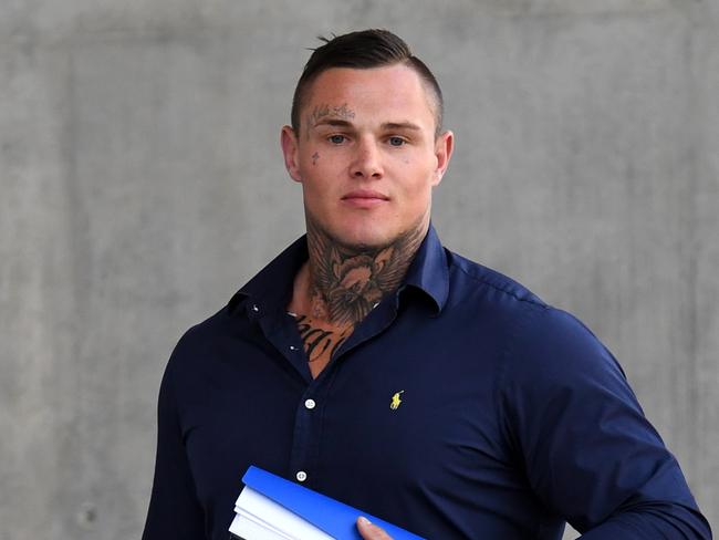 Former Gold Coast Titan Dan Kilian leaves court in 2017. He has now an ex-bikie member and has lent his support to the Exit Program. Picture: Dan Peled