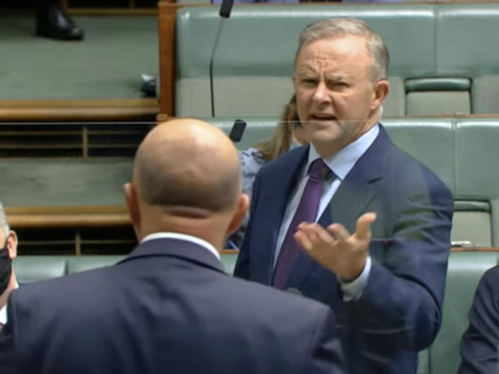 A furious war of words erupted during Question Time on Tuesday, culminating in Mr Albanese calling Mr Dutton a ‘boofhead’. Picture: ABC via NCA NewsWire
