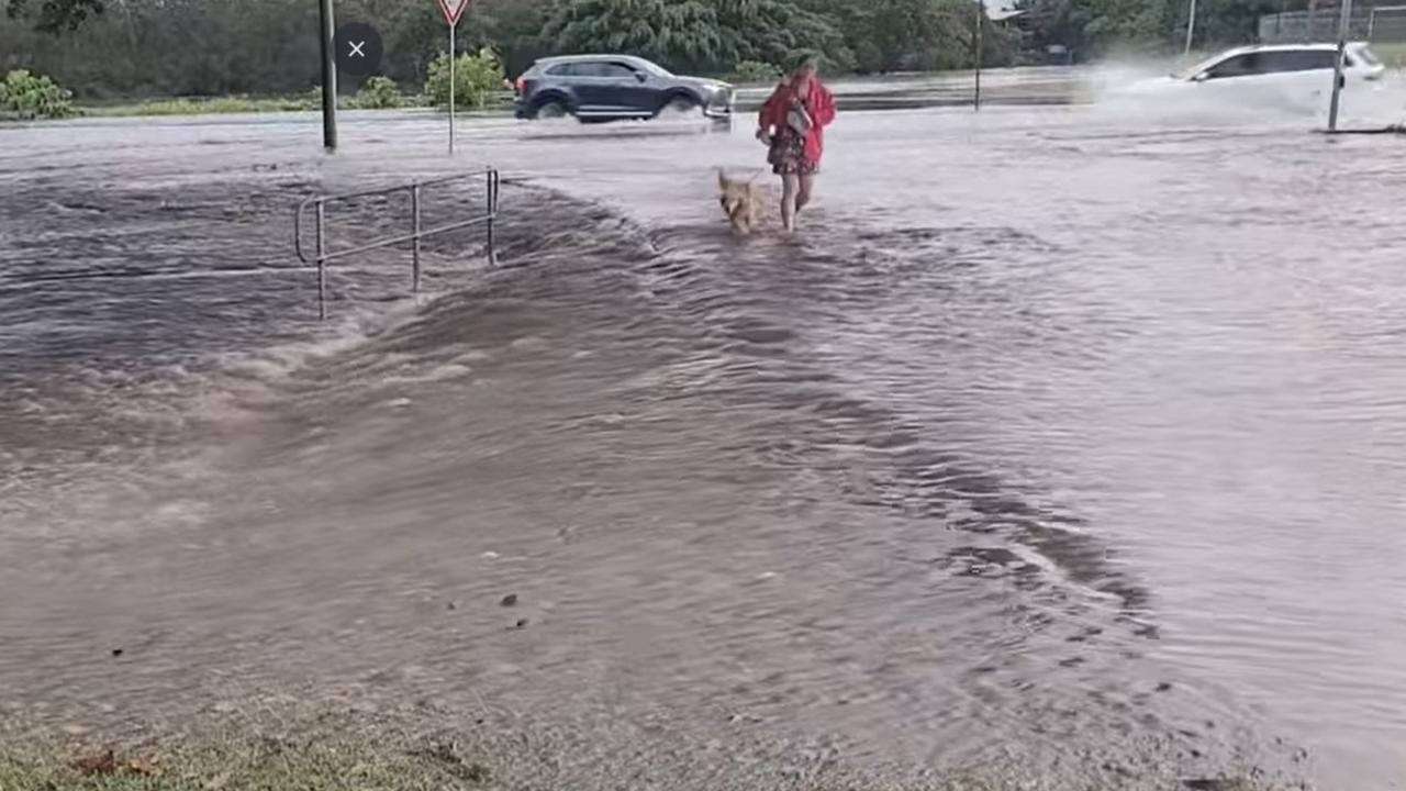 Facebook user Leanne Allford shared this photo of drivers taking a risk driving through flooded waters at the Gooseponds bridge along Malcomson St, North Mackay, January 12, 2023.