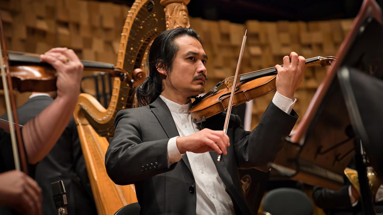 Hayato Simpson performs with the Tasmanian Symphony Orchestra. Picture: Caleb Miller