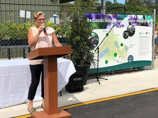 Redland City Council Mayor Karen Williams gives an official address. Photo: Paula Shearer.