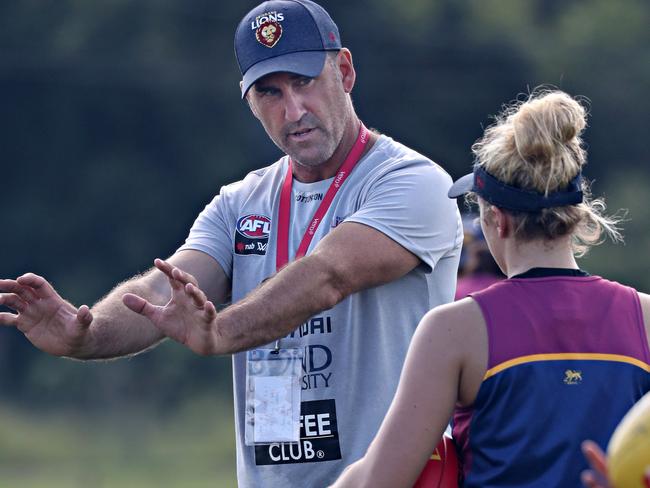 Lions AFLW training ,coach Craig Starcevich at Brendale . Pic Annette Dew