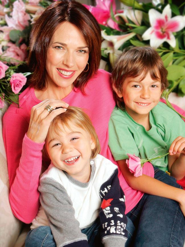 With sons Zander and James in 2005, when they were aged two and five.