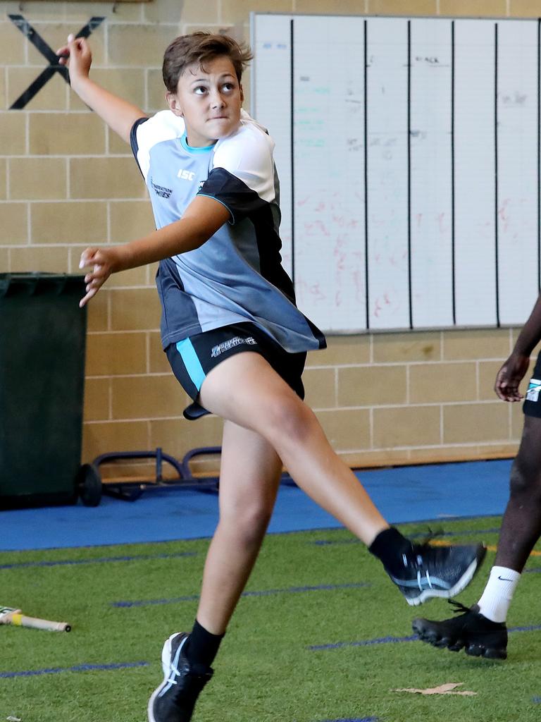 Tex Wanganeen training at Alberton as a 14-year-old in 2018. Picture: DYLAN COKER.