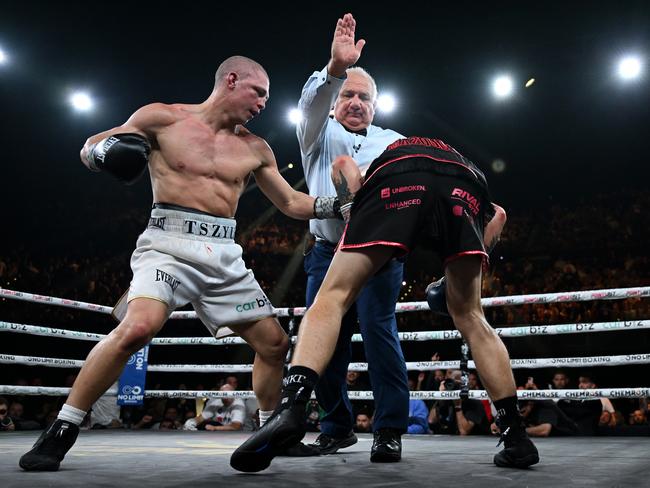 Nikita Tszyu found something extra to secure a courageous victory. Picture: Grant Trouville