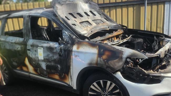 The stolen Mitsubishi Outlander was found burnt out on Pilkington Street, Garbutt. Picture: Facebook