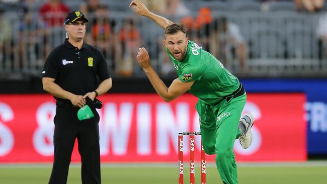 Jackson Coleman sends one down for Melbourne Stars in the BBL. Picture: Getty Images