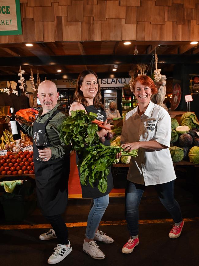 Tasting Australia drinks curator Nick Stock, festival co-director Karena Armstrong and food curator Emma McCaskill. Picture: Keryn Stevens