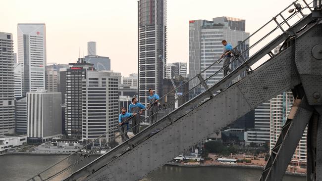 A group climbing the Story Bridge. Picture: Grant Trouville NRL Photos