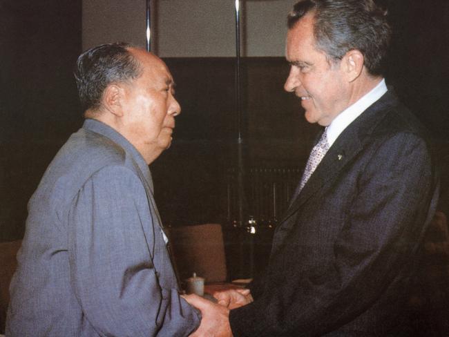 Chairman Mao Zedong meets US President Richard Nixon in Beijing in 1972.