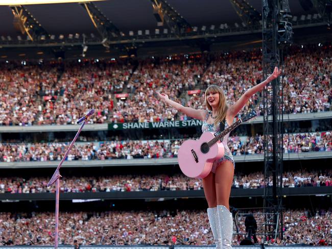 Taylor Swift on stage in Melbourne during her triumphant Australian tour. Picture: Getty Images