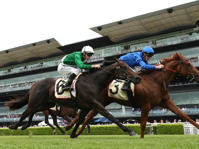 SYDNEY, AUSTRALIA - MARCH 08: James McDonald riding Tempted win Race 3 Petaluma Riesling Stakes during Sydney Racing at Royal Randwick Racecourse on March 08, 2025 in Sydney, Australia. (Photo by Jeremy Ng/Getty Images)