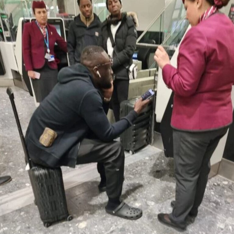 Stormzy appeared to argue with airport staff. Picture: The Sun