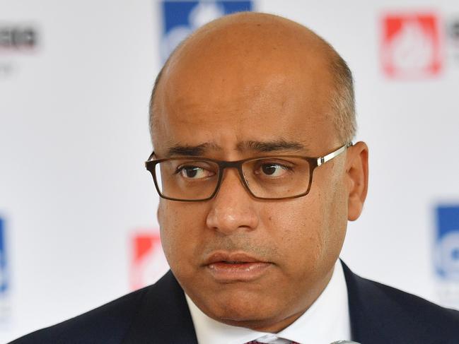 Executive Chairman of GFG Alliance Sanjeev Gupta speaks to the media on the SIMEC ZEN Energy's Cultana Solar Farm site near Whyalla in South Australia, Wednesday, August 15, 2018. (AAP Image/David Mariuz) NO ARCHIVING