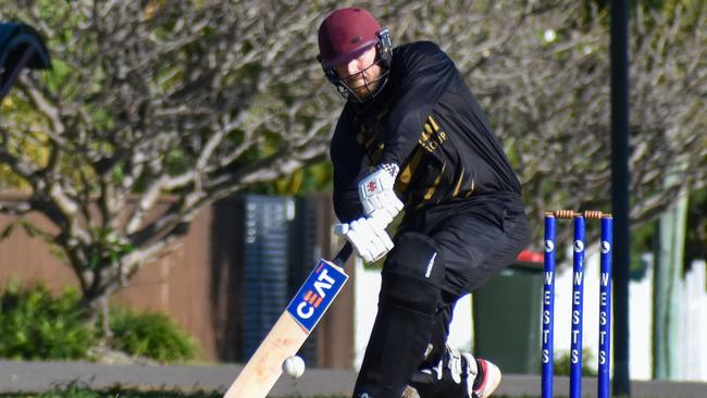 Chris Stanger batting for Lions during rounds 3 and 4 of Townsville's Tropical Big Bash cricket, July 2023. Picture: Antony Stewart.