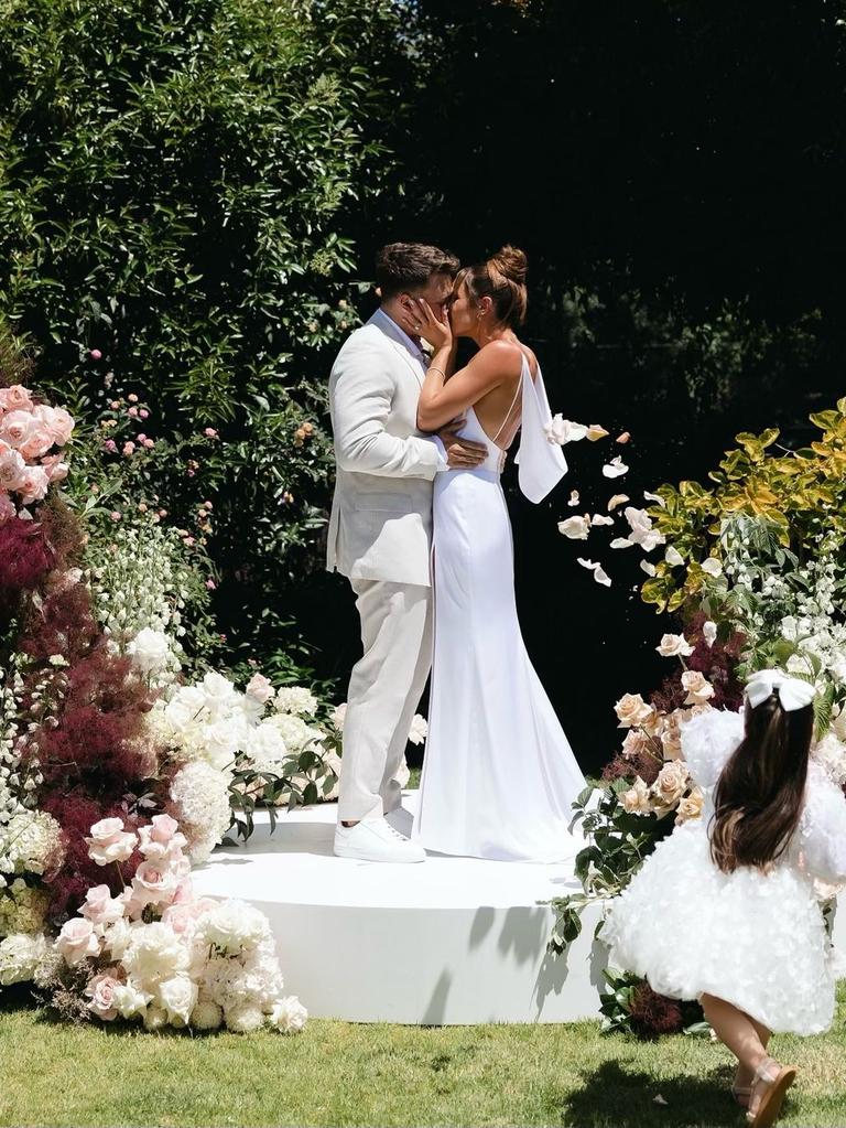 Itsines tied the knot to Jae Woodroffe in a backyard celebration. Picture: Christina Toulantas