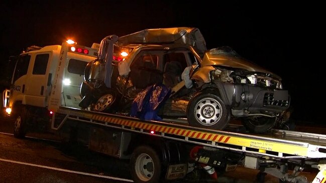 Four young women have been killed in a horror crash between a car and a truck near the Queensland-NSW border. Picture: 7News