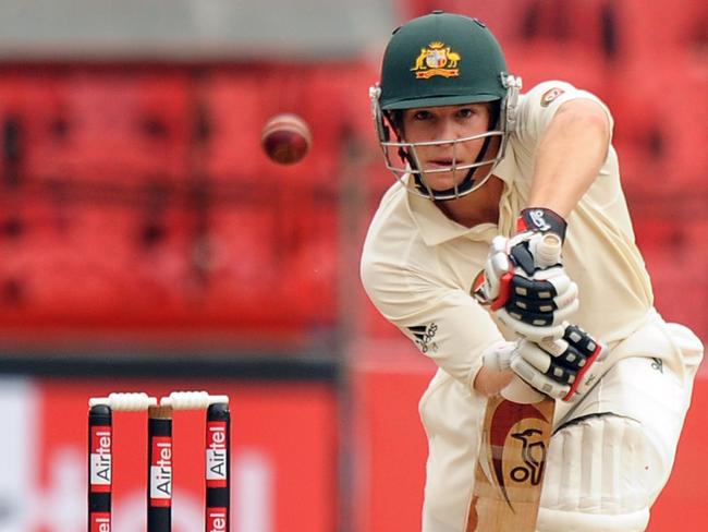 Tim Paine plays a shot against India in 2010.