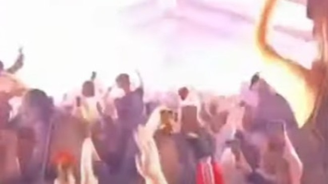 Revellers danced to music and were not wearing masks during the event on Saturday. Picture: Channel 7