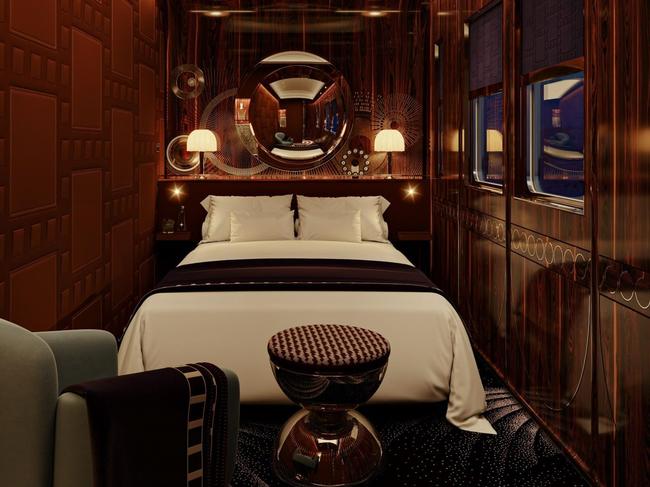 A render of a suite in the Orient Express. Picture: Maxime d'Angeac/Martin Darzacq