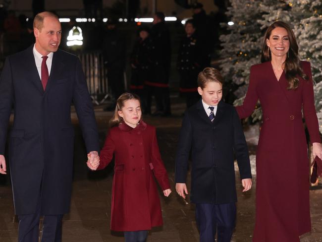 Prince William, Princess Charlotte, Prince George and Catherine attend the Together at Christmas Carols. Picture: Getty