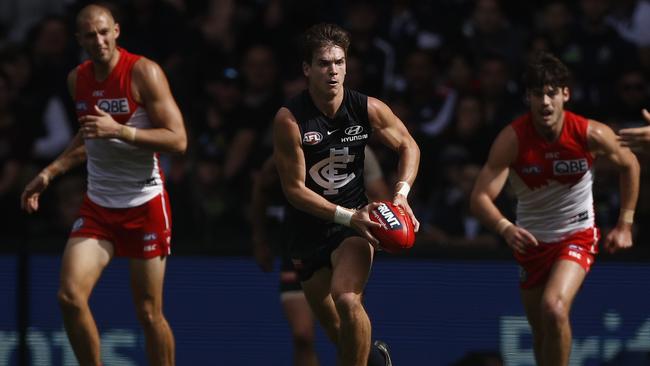 Paddy Dow bursts clear of a contest against Sydney. Picture: AAP Image/Daniel Pockett.