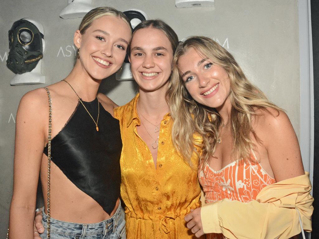 Myssa Johnston, Ebony Birks and Margot Castor at opening of Asylum Nightclub, Surfers Paradise. Picture: Regina King