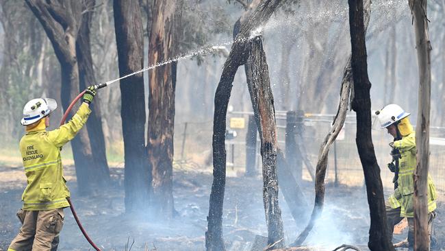 Firefighters continue to manage bushfires in the Southern Downs area near the Queensland-NSW border. Picture: NCA NewsWire / John Gass