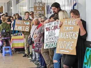 Climate change rally outside John Mcveigh's office. Friday, 3rd May, 2019. Picture: Nev Madsen