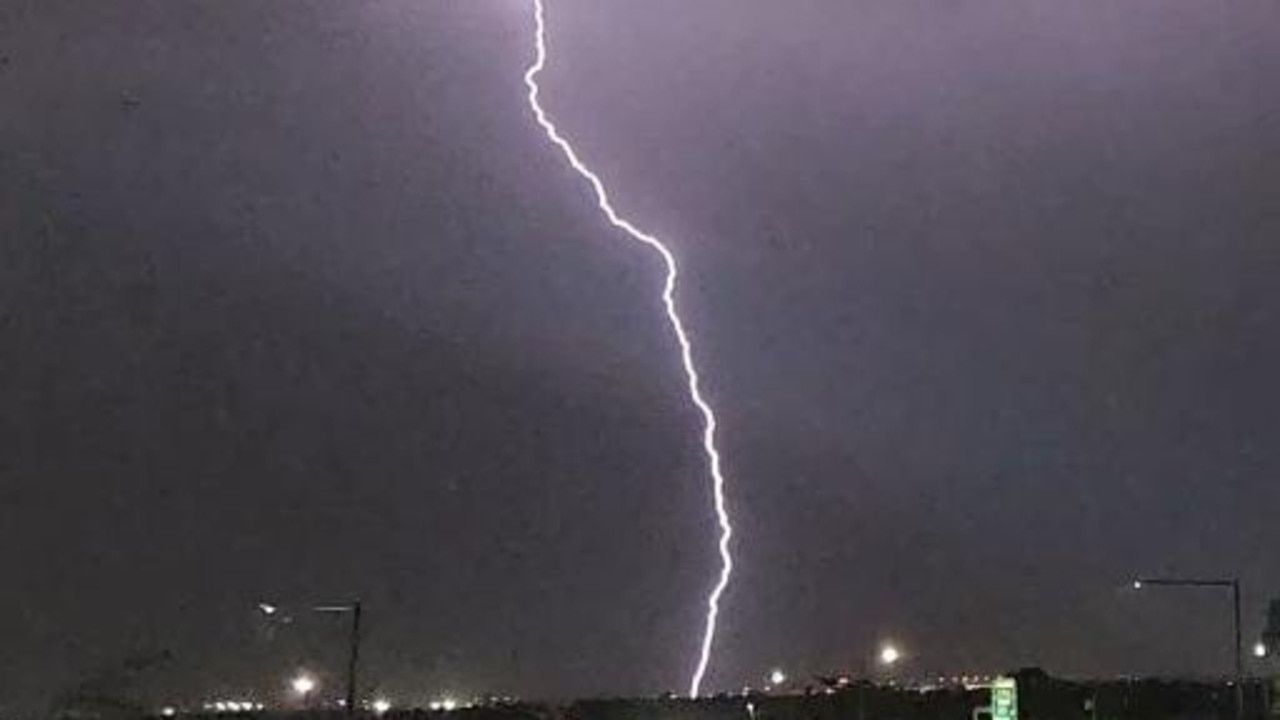 Lightning from Flinders Railway station. Picture: John P Matthewson