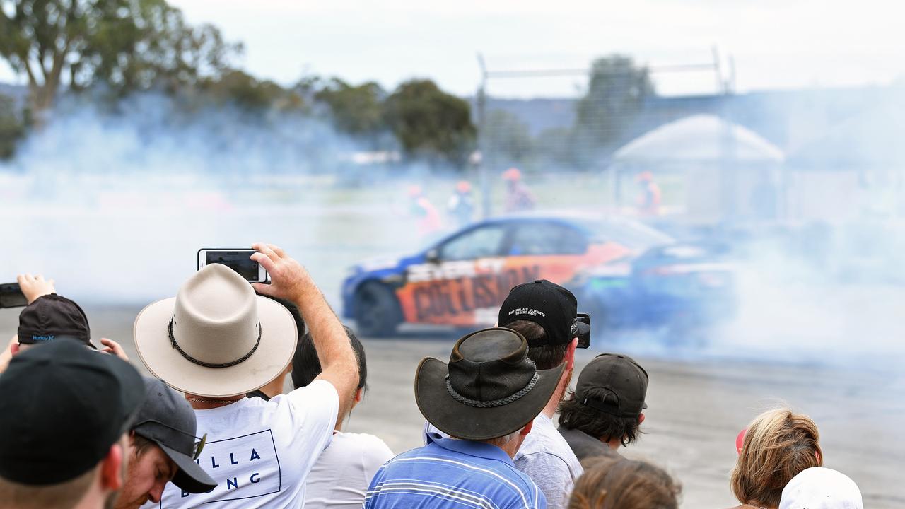 The crowd at the burn-out comp. Picture: Tom Huntley