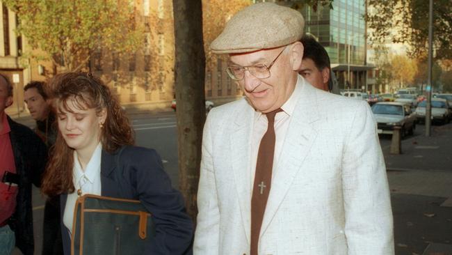 Gerald Ridsdale leaving the Melbourne Magistrates’ Court.