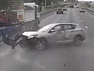 Dramatic footage shows P-plater tailgating moments before huge highway smash