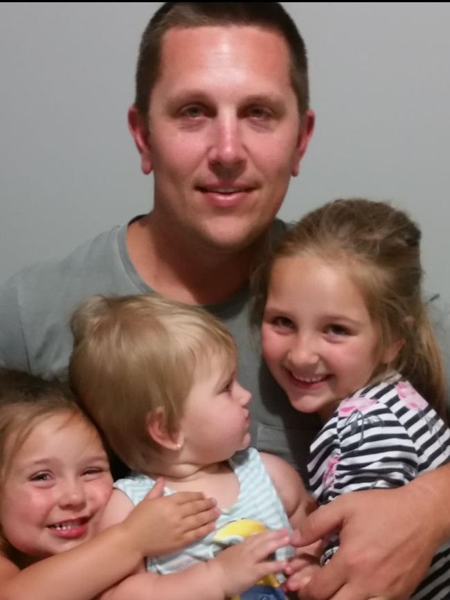 Ben Collier and his three girls, Avah (7), Liana (4), Myah (3). Supplied.