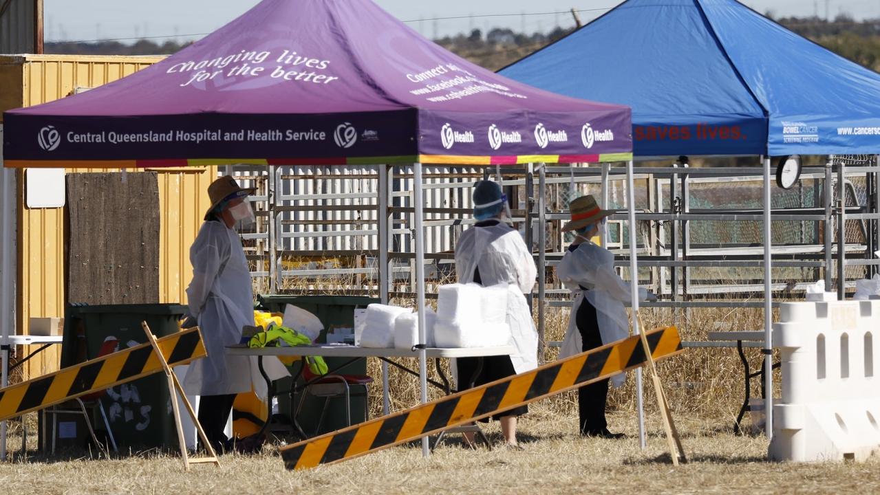 Queensland Health workers are testing locals for the virus at the Blackwater Showgrounds. Picture: Steve Vit