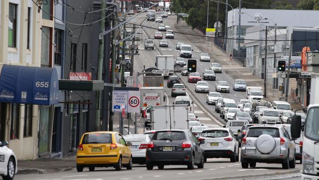 Traffic on Parramatta Rd, Leichhardt. The government has promised major improvements to Sydney’s gridlock in the coming years. Picture: Craig Wilson