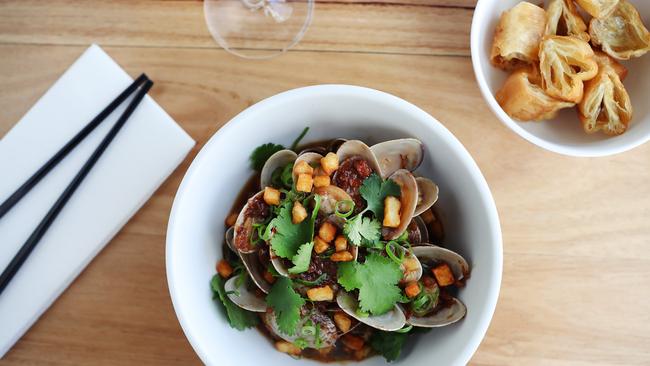 Clams with Chinese doughnuts at Superling. Picture Rebecca Michael.