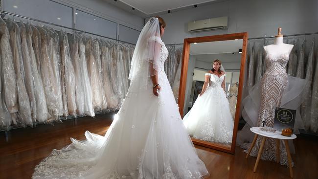 Renee Carlaw in her wedding dress. Picture: Adam Head