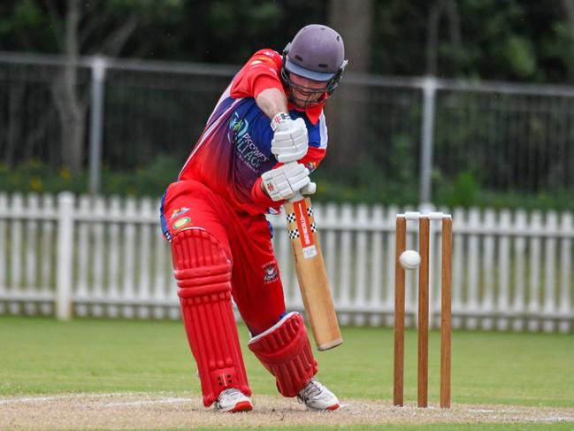 Opener Matthew Wilkins batting for Mulgrave in the CFN grand final against Rovers. 2024. Credit: Brett Pascoe