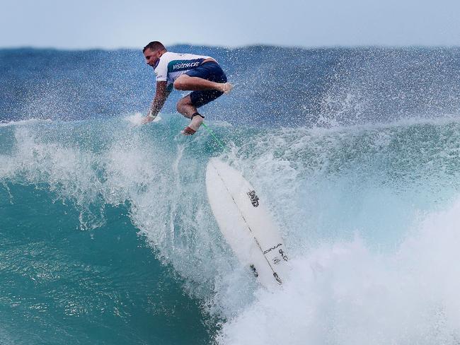 Local Competitor Shane Holmes in the 2021 Vissla Central Coast pro at Avoca Beach Thursday 4th March 2021. pic Sue Graham