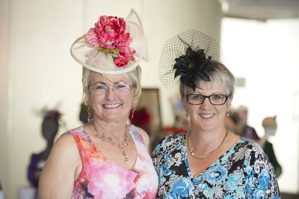 Con Harriman (left) and Jo Hiscock at the Rotary Club of Toowoomba City Melbourne Cup luncheon at Picnic Point. Picture: Kevin Farmer