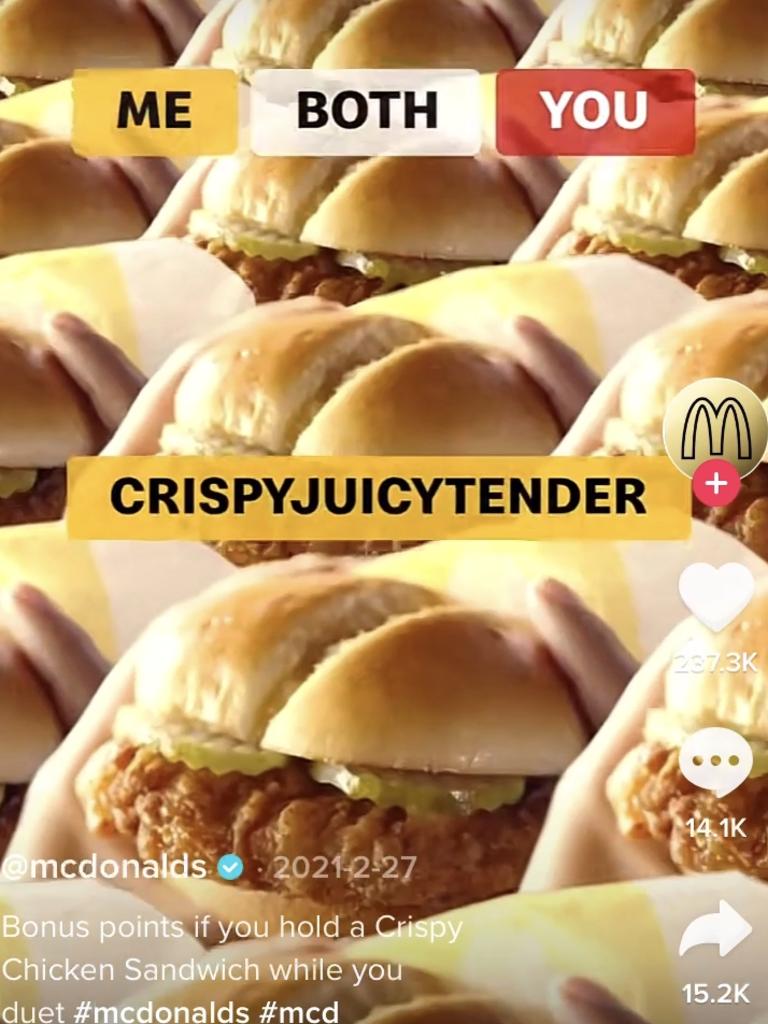 McDonald’s asked users to record themselves singing alongside a video featuring images of a McDonald’s product.