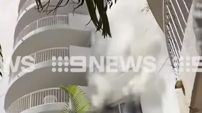 A person has died after a fire in a Surfers Paradise holiday apartment. Picture: 9News