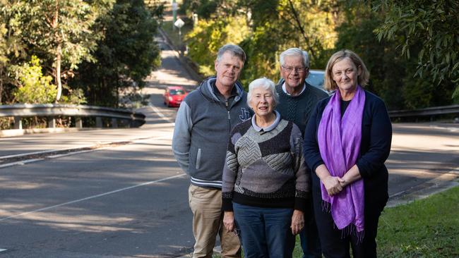 Portraits of local residents standing on the corner of New Line Rd and Hastings Rd in Dural on 12th June 2018, where a proposal has been submitted under community consultation for the Outer Sydney Corridor Pictured (L-R) are: Ray Sloss, Beverley Inshaw, John Inshaw, and Jacqui Goddard. (AAP Image / Julian Andrews).