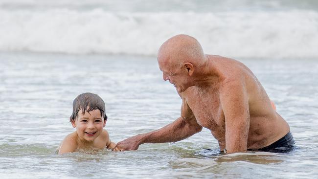 Warren Young with his grandson Koa Weatherall, 3. Picture: Jerad Williams