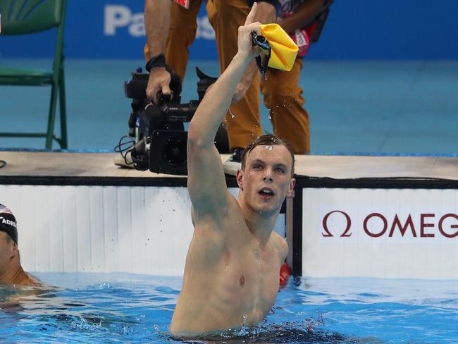 Kyle Chalmers wins Gold in the 100m Men's Freestyle during the Rio Olympics 2016 Swim Finals at the Olympic Aquatics Stadium. Pics Adam Head