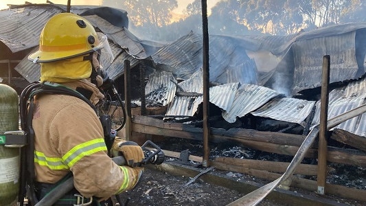 A Country Fire Authority spokeswoman said five crews were called Charlton-Jeffcott Rd, Charlton at 2.13am Monday May 24 to find the home fully engulfed in flames. Picture: CFA