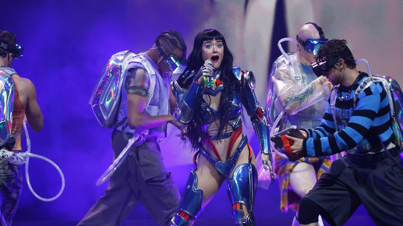 Perry’s show is staged as a concert video game. Picture: Jonathan Ng